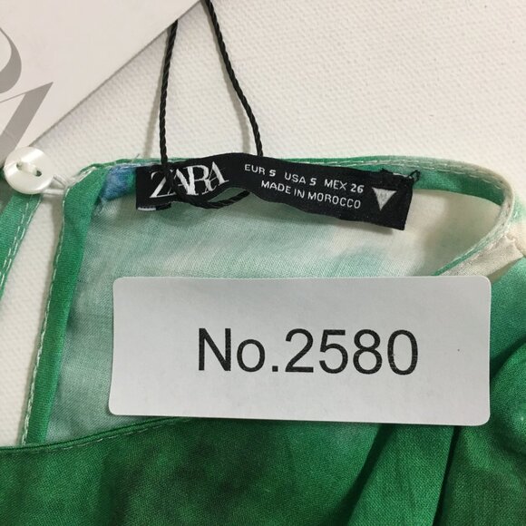 Zara NWT Size Small Green Short Abstract Tie Dye Dress - Picture 16 of 16